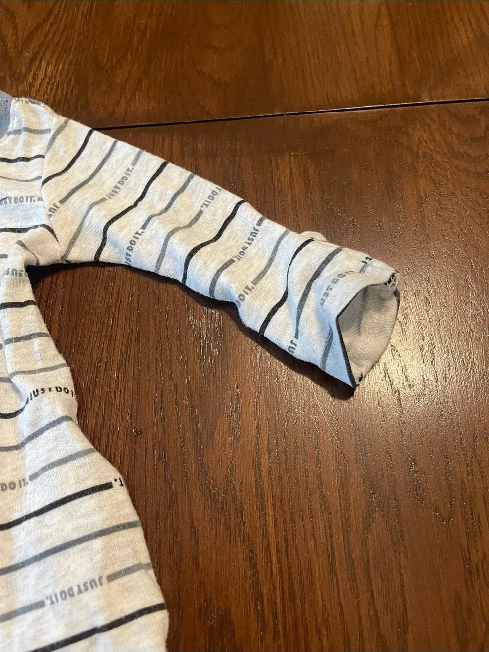 Nike Gray and Navy Striped Infant Footed One-Piece